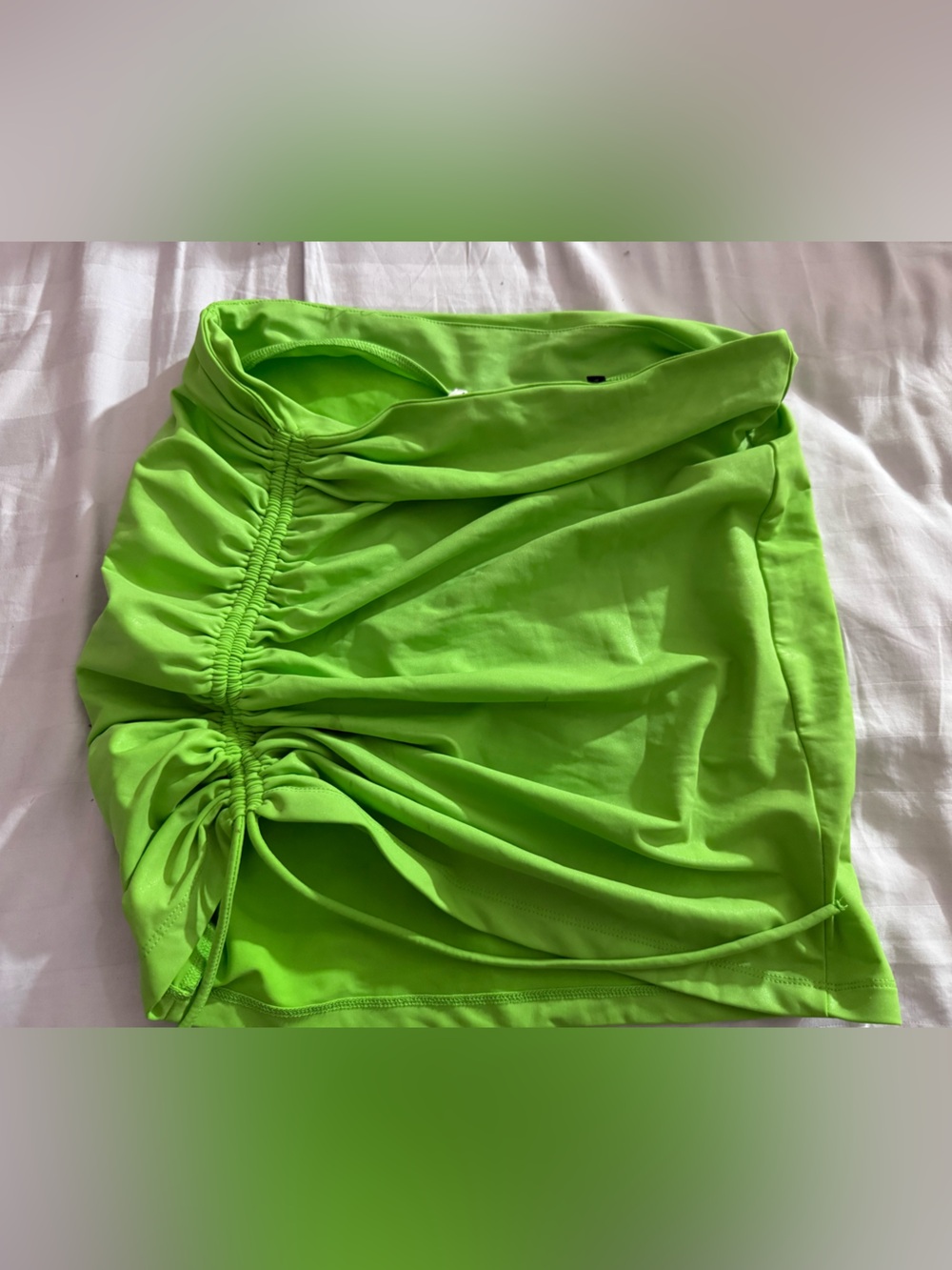 Neon Green Ruched Side Mini Skirt